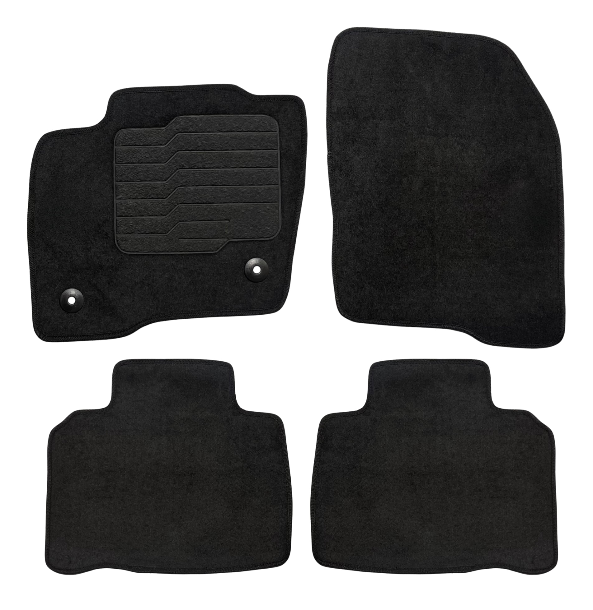 ecoMats Carpet Floor Mats for 2015 to 2024 Ford Edge with Non-Slip Heel Pad and Safety Locks,  Front and Rear, Black