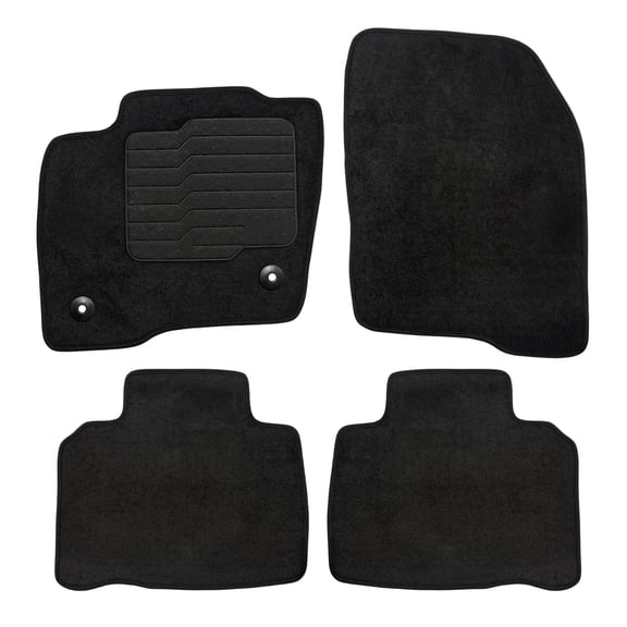 ecoMats Carpet Floor Mats for 2015 to 2024 Ford Edge with Non-Slip Heel Pad and Safety Locks, Front and Rear, Black