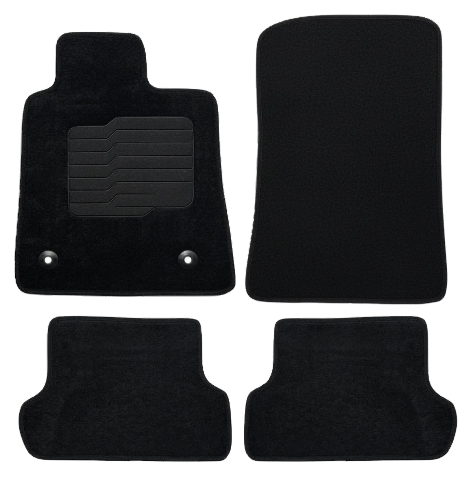 Carpet Floor Mats for 2016 to 2025 Chevrolet Camaro with Driver Heel Pad, Front and Rear, Black - ecoMats