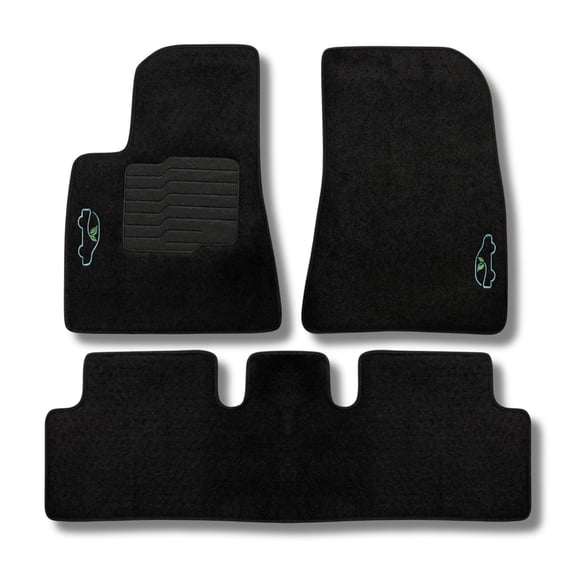 Carpet Floor Mats for 2017 to 2024 Tesla Model 3 with Non-Slip Heel Pad - Front and Rear - Black - ecoMats