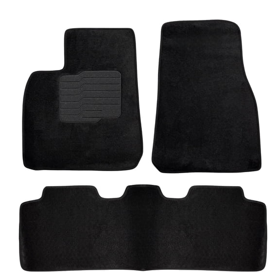 Carpet Floor Mats for 2020 to 2026 Tesla Model Y with Driver Heel Pad, Front and Rear Set, Black, Perfect Fit - ecoMats