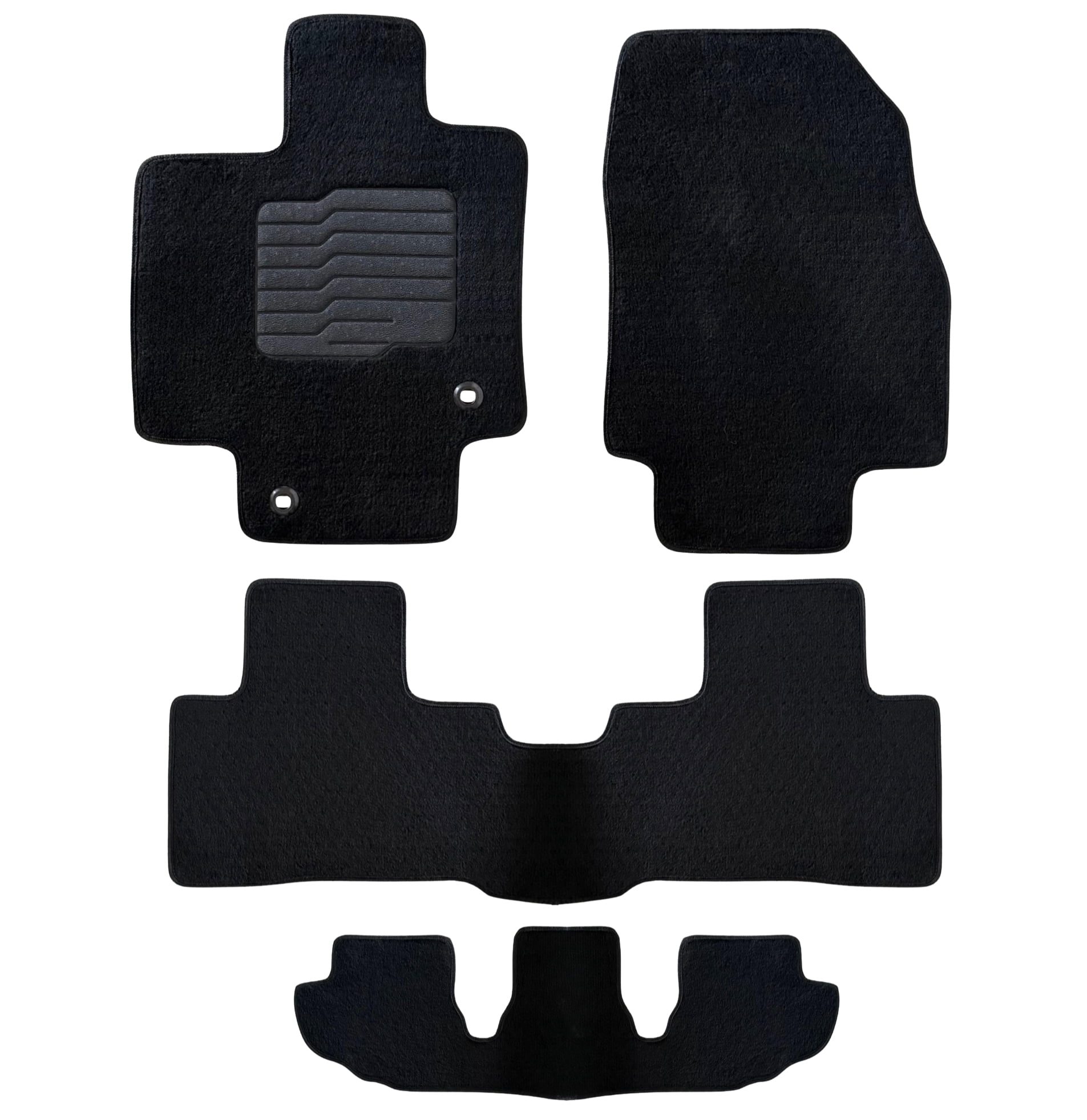 Carpet Floor Mats for 2020 to 2026 Toyota Highlander with Driver Heel Pad and Safety Locks, Full Set (2nd Row Bench or Bucket seats), Black