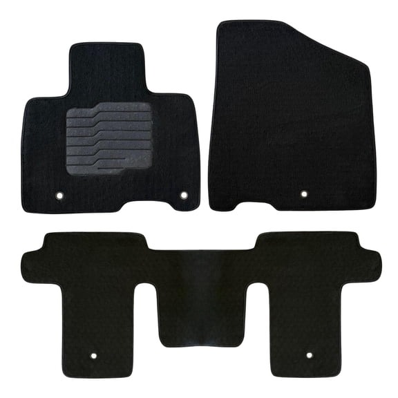 Carpet Floor Mats for 2022 to 2026 Kia Carnival 8 Passenger, Non Slip Driver Heel Pad, Safety Locks, Front and Rear, Black