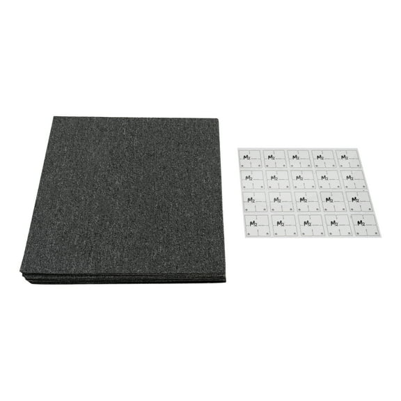 Carpet Floor Tiles, 20pcs Dark Grey Interlocking Carpet Tiles, 5.5mm Thickness for Comfort, Covers 53.82ft, Customizable for Your Needs