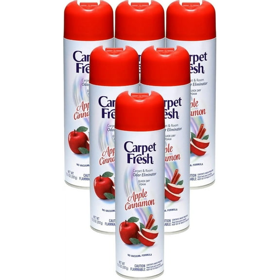 Carpet Fresh 280174 No-Vacuum Aerosol Foam Carpet Odor Eliminator, 10.5 oz. Apple Cinnamon Fragrance Pack of 6
