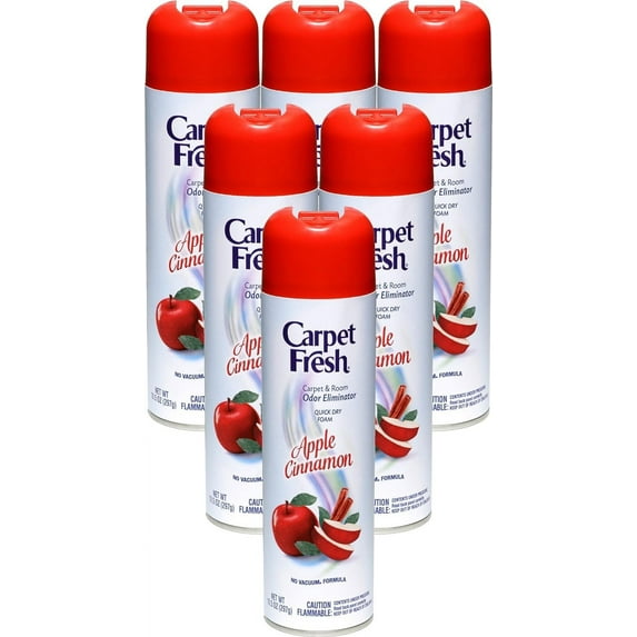 Carpet Fresh 280174 No-Vacuum Aerosol Foam Carpet Odor Eliminator, 10.5 oz. Apple Cinnamon Fragrance Pack of 6