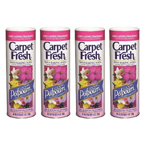 Carpet Fresh Rug Room Deodorizer Powder Country Potpourri with Baking Soda 14 oz, 4-Pack