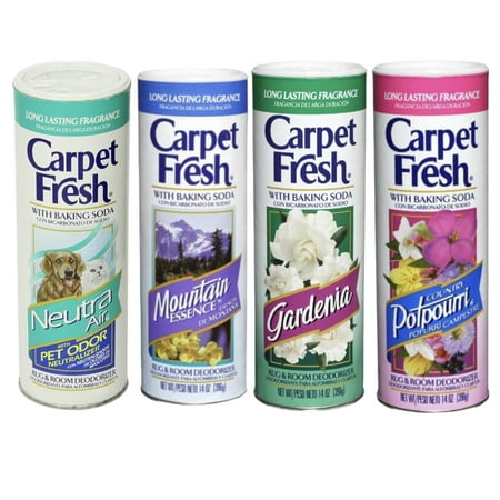 Carpet Fresh Rug Room Deodorizer Powder Country with Baking Soda 14 oz, Variety Pack 4