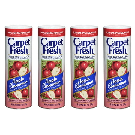 Carpet Fresh Rug and Room Deodorizer Powder Apple Cinnamon with Baking Soda 14 oz, 4-Pack