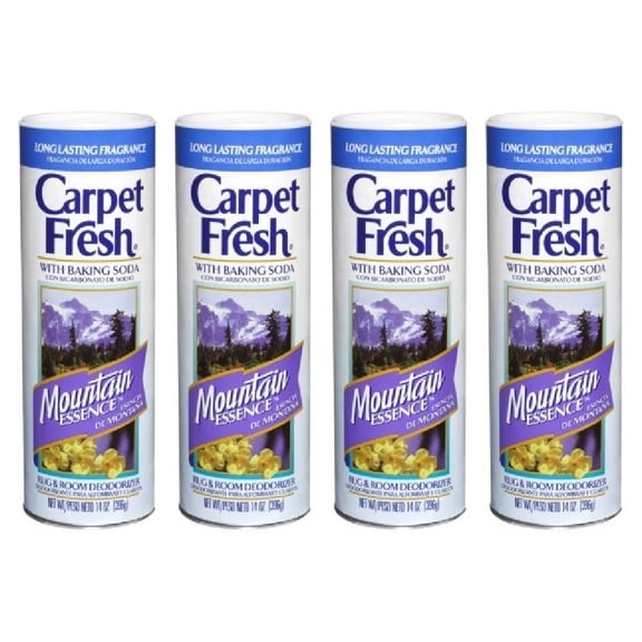 Carpet Fresh Rug and Room Deodorizer Powder Mountain Essence with Baking Soda 14 oz, 4-Pack