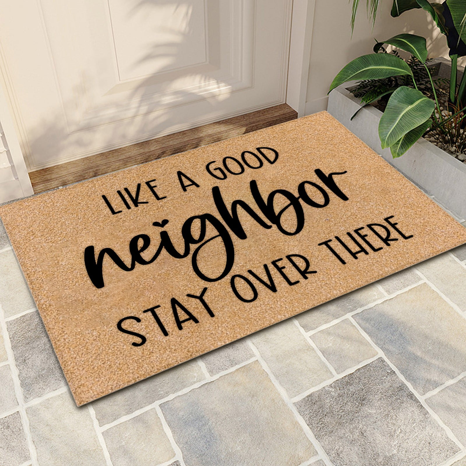 Letter Graphic Outdoor Entry Mat, Modern Polyester Floor Mat, For