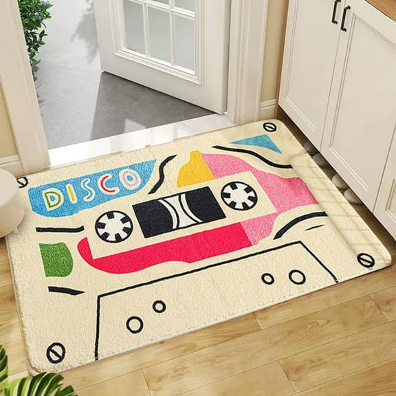Carpet,Funny Retro Cassette -Creative Entrance Door Mat- Anti-slip Floor Mats for Living Room, Bathroom/Soft
