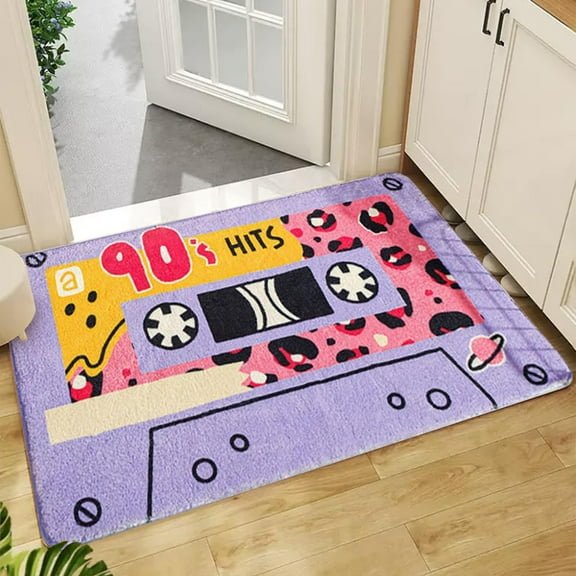 Carpet,Funny Retro Cassette -Creative Entrance Door Mat- Anti-slip Floor Mats for Living Room, Bathroom/Soft