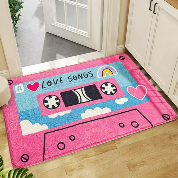 Carpet,Funny Retro Cassette -Creative Entrance Door Mat- Anti-slip Floor Mats for Living Room, Bathroom/Soft