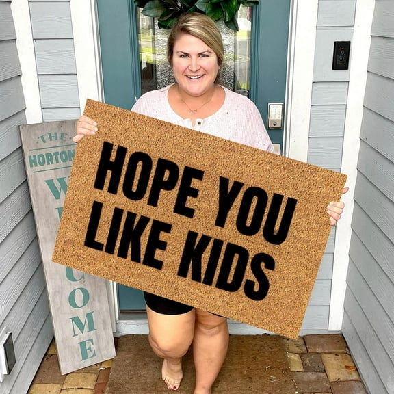 Carpet,Funny Sarcastic Doormat, You Like Kids? Neither Do We Rude Welcome Mat, Non-Slip Front Door Carpet for Pet Lovers, Humor Housewarming Gift,24"W*21"L