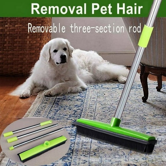 Carpet Hair Removal Broom | Rubber Bristle Floor Brush for Pet Hair | Multi-Surface Sweeper for Carpets Tile Hardwood | Durable Lightweight Design | Easy Clean | 1 Piece