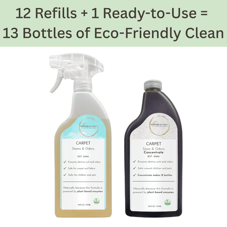 Naturally It's Clean Carpet Cleaner, 24oz Ready-to-Use & Concentrate (13 bottles worth), with Sprayer, Light Citrus, 2 Count