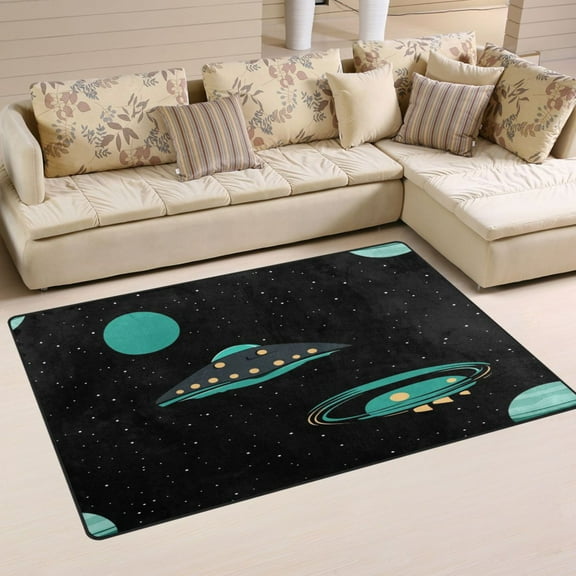 Carpet Mat with Memory Foam Ultra-Soft and Non-Slip Area Rug 31"x20" Alien Spaceship