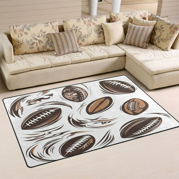 Carpet Mat with Memory Foam Ultra-Soft and Non-Slip Area Rug 31"x20" American Football Elements