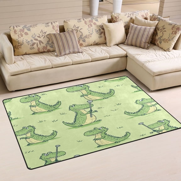 Carpet Mat with Memory Foam Ultra-Soft and Non-Slip Area Rug 31"x20" Cartoon Alligators Playing Golf