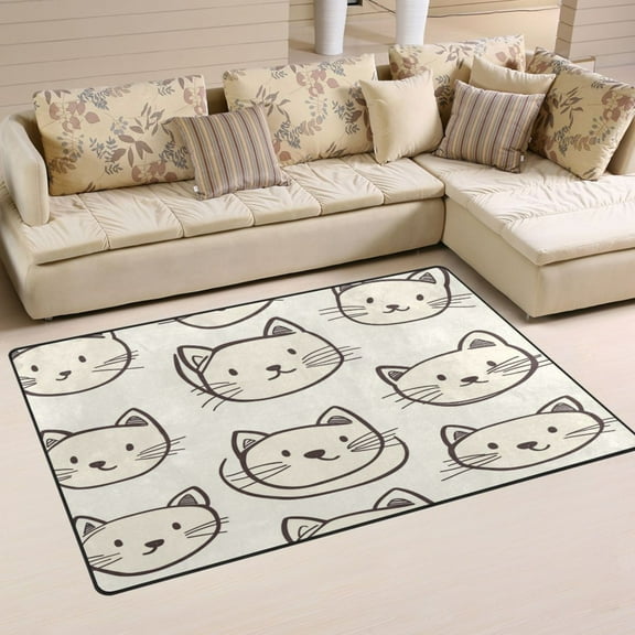Carpet Mat with Memory Foam Ultra-Soft and Non-Slip Area Rug 31"x20" Cartoon Wire Cat