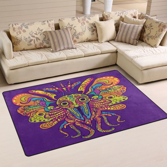 Carpet Mat with Memory Foam Ultra-Soft and Non-Slip Area Rug 31"x20" Colorful Cartoon Alien Creature