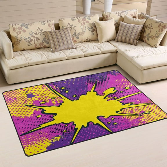 Carpet Mat with Memory Foam Ultra-Soft and Non-Slip Area Rug 31"x20" Comic Explosion Effect