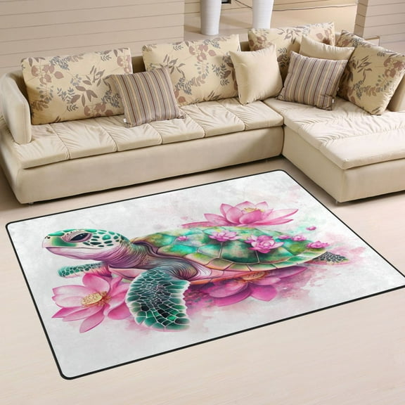 Carpet Mat with Memory Foam Ultra-Soft and Non-Slip Area Rug 31"x20" Cute Cartoon Sea Turtle