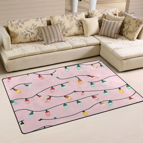Carpet Mat with Memory Foam Ultra-Soft and Non-Slip Area Rug 31"x20" Cute Christmas Light Pattern
