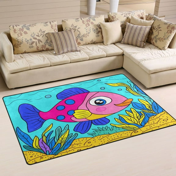Carpet Mat with Memory Foam Ultra-Soft and Non-Slip Area Rug 31"x20" Cute Pink Fish