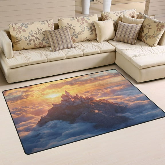 Carpet Mat with Memory Foam Ultra-Soft and Non-Slip Area Rug 31"x20" Fantasy Castle Atop A Mountain