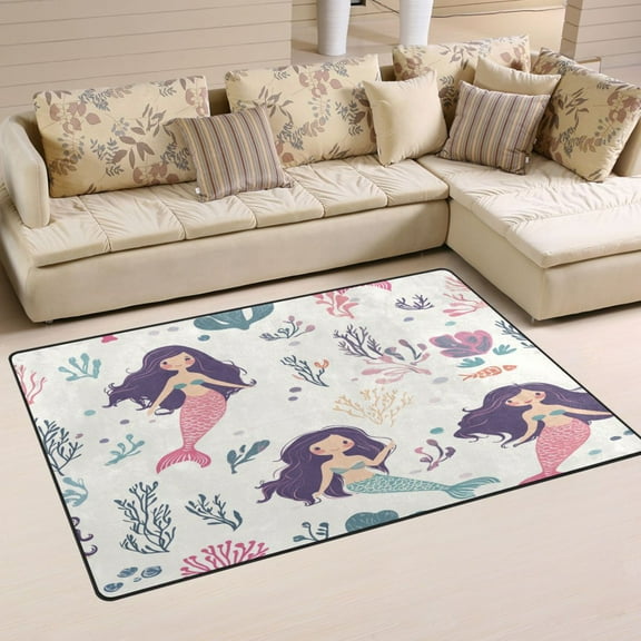 Carpet Mat with Memory Foam Ultra-Soft and Non-Slip Area Rug 31"x20" Mermaids Pattern