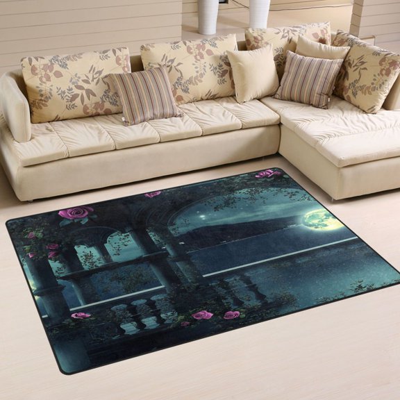 Carpet Mat with Memory Foam Ultra-Soft and Non-Slip Area Rug 31"x20" Moonlight and Lake