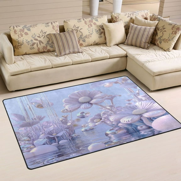 Carpet Mat with Memory Foam Ultra-Soft and Non-Slip Area Rug 31"x20" Pale Lavender Floral