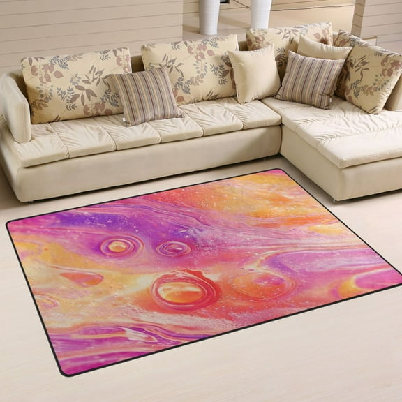 Carpet Mat with Memory Foam Ultra-Soft and Non-Slip Area Rug 31"x20" Red Bubbles and Waves