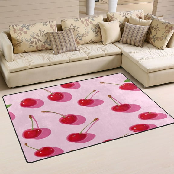 Carpet Mat with Memory Foam Ultra-Soft and Non-Slip Area Rug 31"x20" Red Cherries
