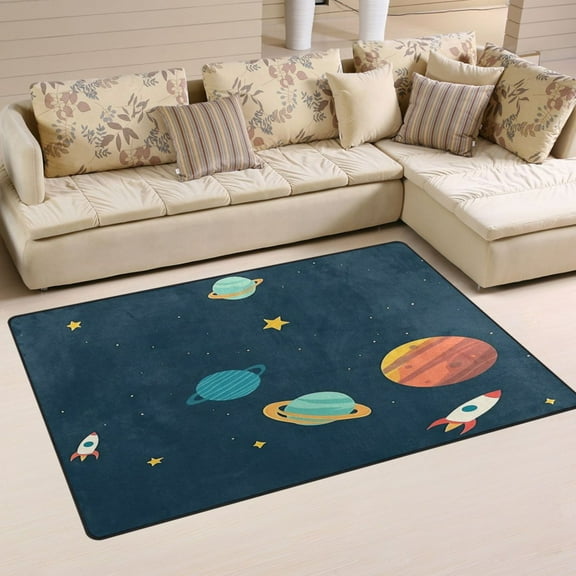 Carpet Mat with Memory Foam Ultra-Soft and Non-Slip Area Rug 31"x20" Space Planets and Stars