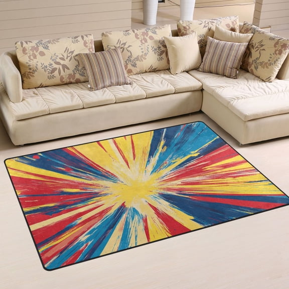 Carpet Mat with Memory Foam Ultra-Soft and Non-Slip Area Rug 31"x20" Vibrant Yellow Rays