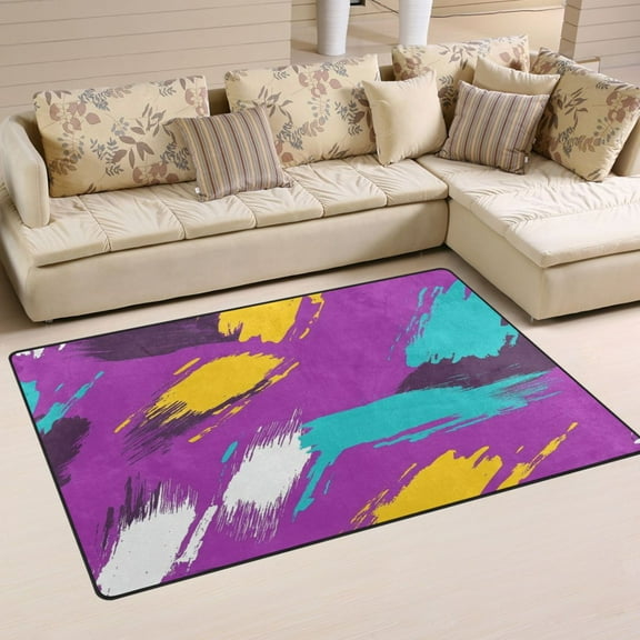 Carpet Mat with Memory Foam Ultra-Soft and Non-Slip Area Rug 31"x20" Yellow and Teal Pattern