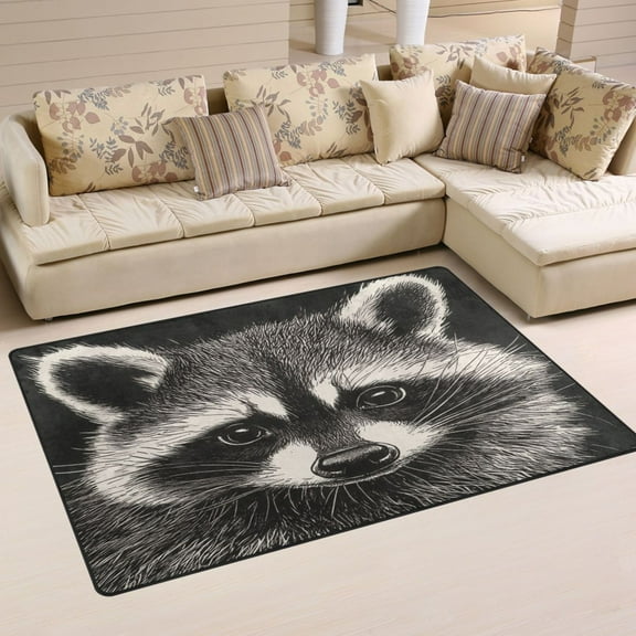 Carpet Mat with Memory Foam Ultra-Soft and Non-Slip Area Rug 60"x39" An Adorable Raccoon