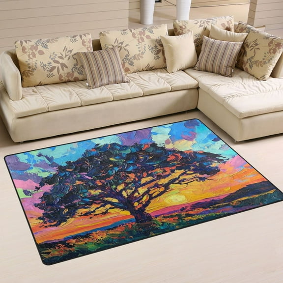 Carpet Mat with Memory Foam Ultra-Soft and Non-Slip Area Rug 60"x39" An Oak Tree