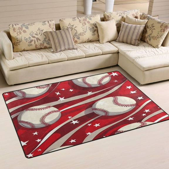 Carpet Mat with Memory Foam Ultra-Soft and Non-Slip Area Rug 60"x39" Baseball Pattern