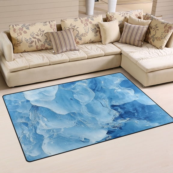 Carpet Mat with Memory Foam Ultra-Soft and Non-Slip Area Rug 60"x39" Blue Ice Wall