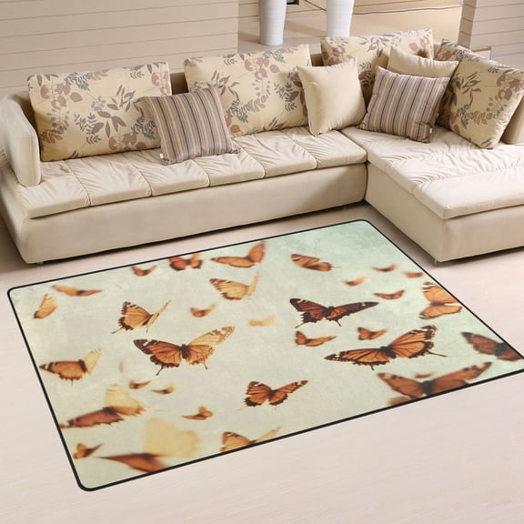 Carpet Mat with Memory Foam Ultra-Soft and Non-Slip Area Rug 60"x39" Butterflies Flying in The Air