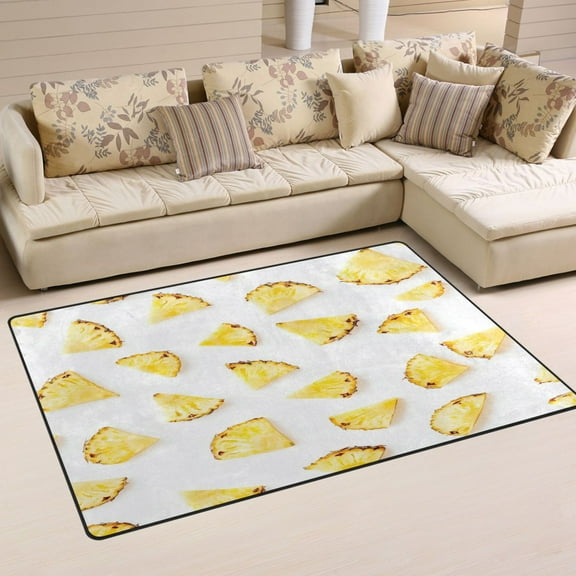 Carpet Mat with Memory Foam Ultra-Soft and Non-Slip Area Rug 60"x39" Crisp Pineapple Slices