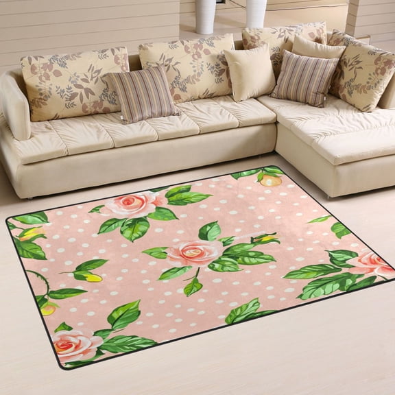 Carpet Mat with Memory Foam Ultra-Soft and Non-Slip Area Rug 60"x39" Pattern Featuring A Rose Fower