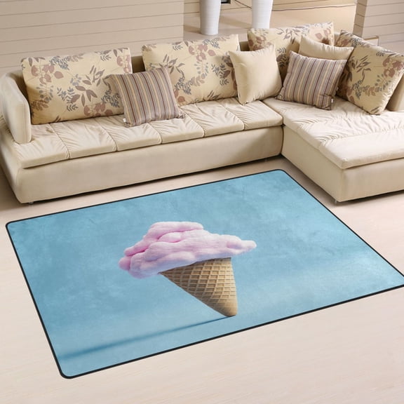 Carpet Mat with Memory Foam Ultra-Soft and Non-Slip Area Rug 60"x39" Pink Ice Cream Cone