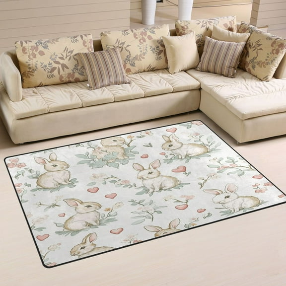 Carpet Mat with Memory Foam Ultra-Soft and Non-Slip Area Rug 60"x39" Soft Pastel Bunnies