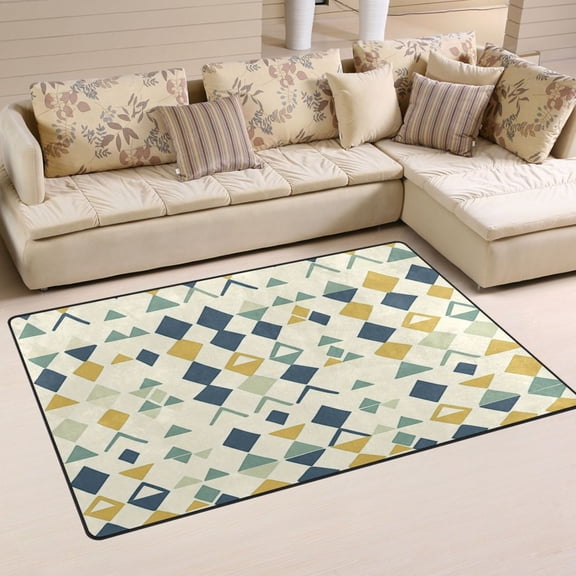 Carpet Mat with Memory Foam Ultra-Soft and Non-Slip Area Rug 60"x39" Triangles and Diamond Pattern