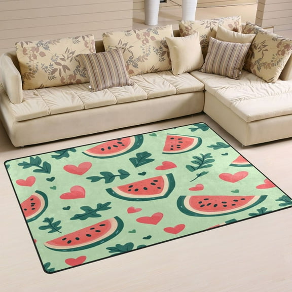 Carpet Mat with Memory Foam Ultra-Soft and Non-Slip Area Rug 60"x39" Watermelon Slices